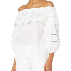 NWT $178 Parker Sz S Parker White Kiara Off Shoulder Blouse